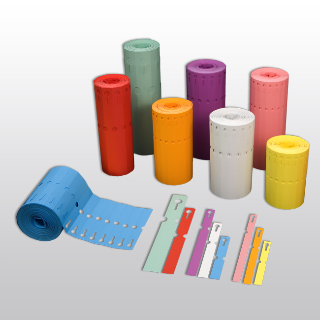 Schlaufenetiketten aus PVC, 200 x 13 mm, matt, 1.000 Etiketten je Rolle